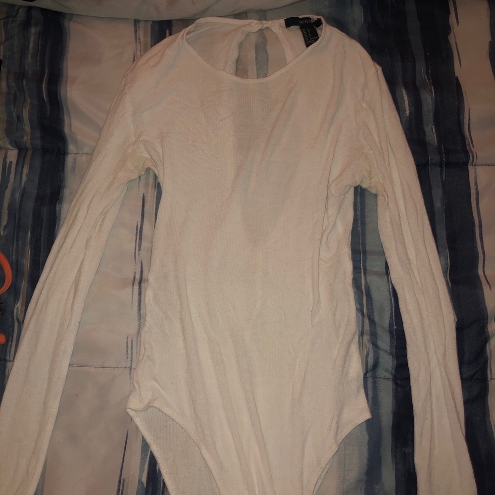 White thermal body suit keyhole back